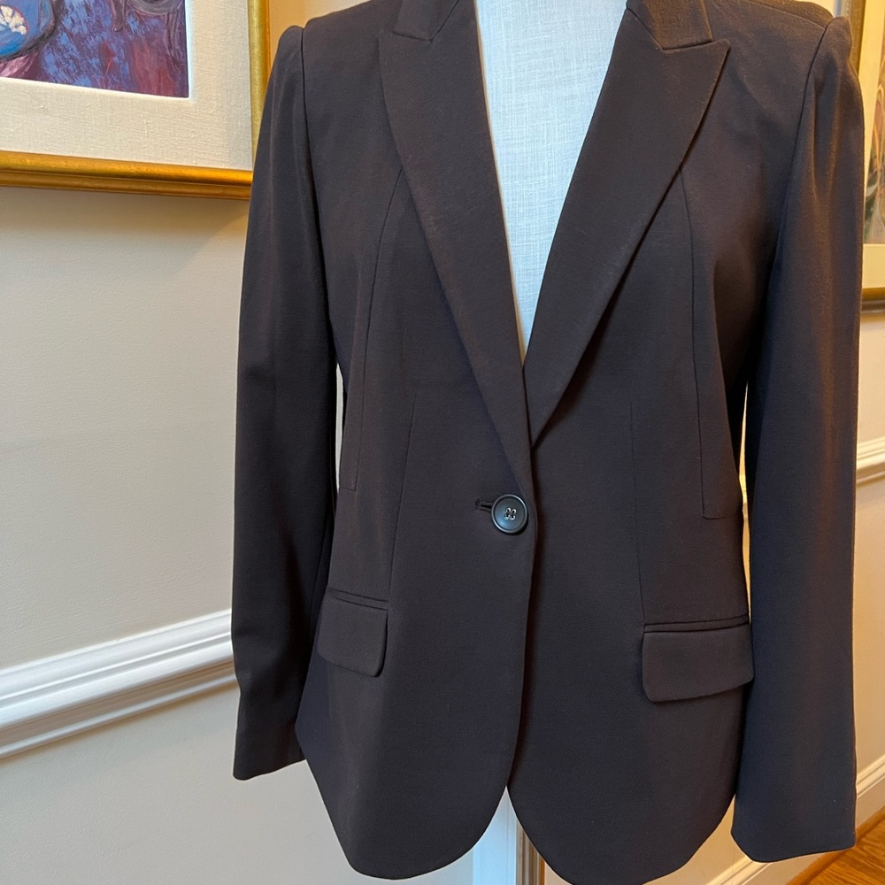 Chico – Brown Ponte Stretch Knit Blazer – Chico Size 1 (similar to 8-10)